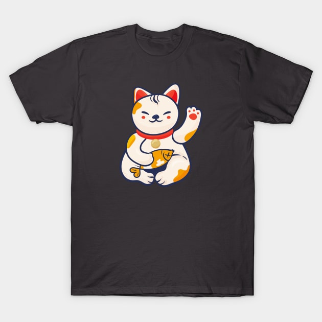 Maneki Neko Lucky Cat T-Shirt by tatadonets